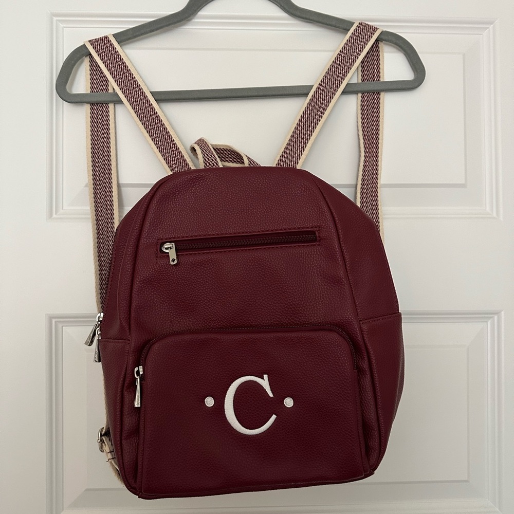 C monogram burgundy small backpack